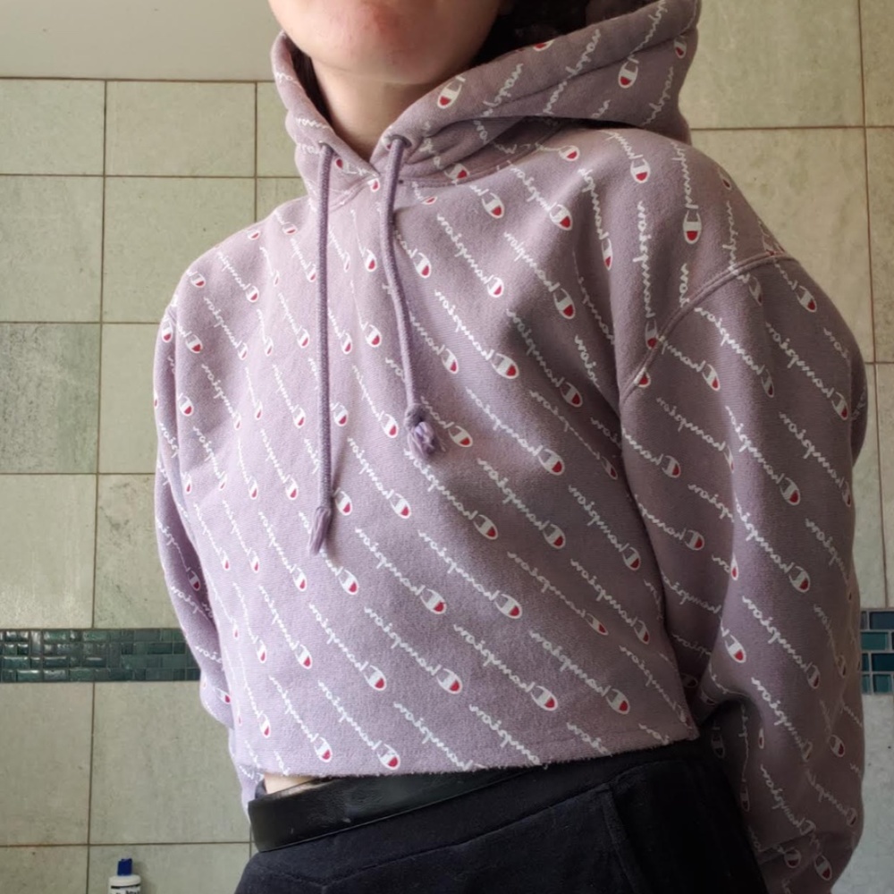 Cropped Champion Hoodie Size Large